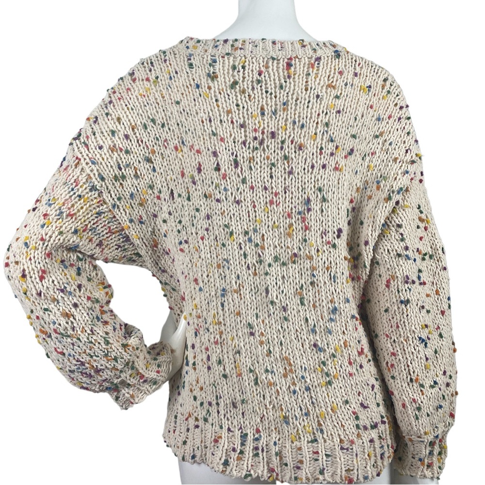 DEE ELLY Women’s Sweater Popcorn Funfetti Knit Distress Drop Shoulder Size Small - Picture 9 of 16